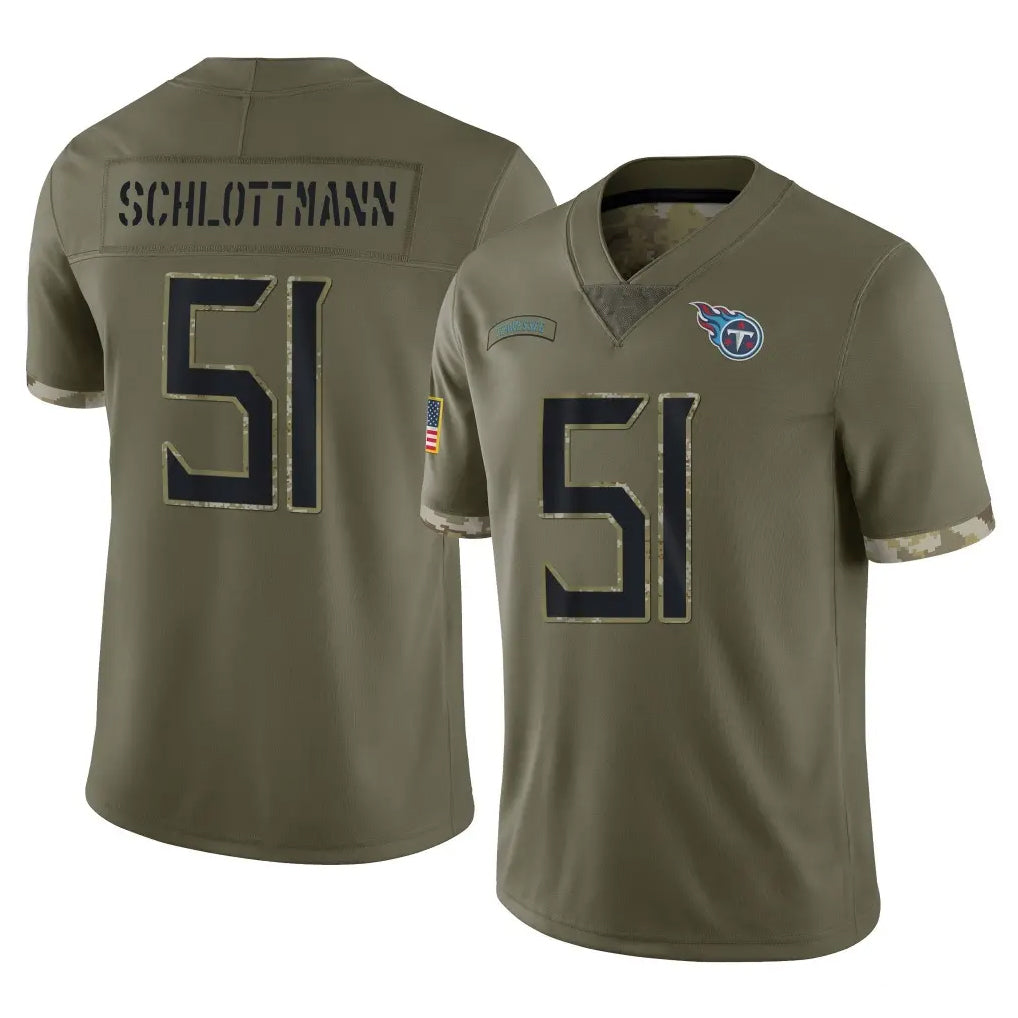 Boles T.Titans #51 Austin Schlottmann Player Olive Limited Salute to Service Home Game Stitched Jerseys