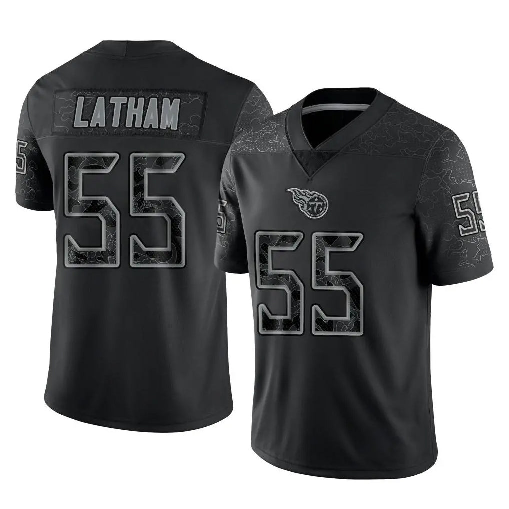 Boles T.Titans #55 JC Latham Player Black Limited Reflective Home Game Stitched Jerseys