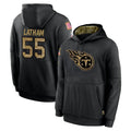 Boles T.Titans #55 JC Latham Player Black Salute to Service Sideline Performance Pullover Hoodies Home Game Stitched Jerseys