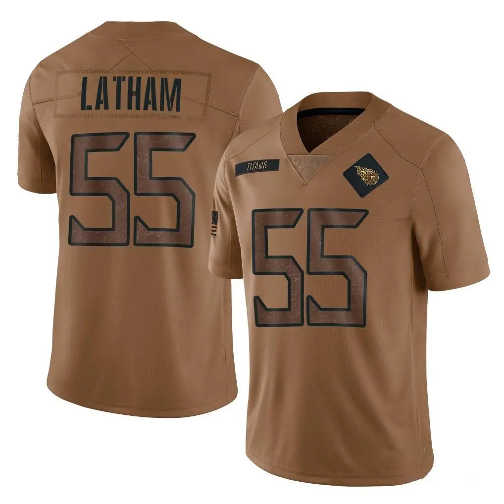 Boles T.Titans #55 JC Latham Player Brown Limited Salute to Service Home Game Stitched Jerseys