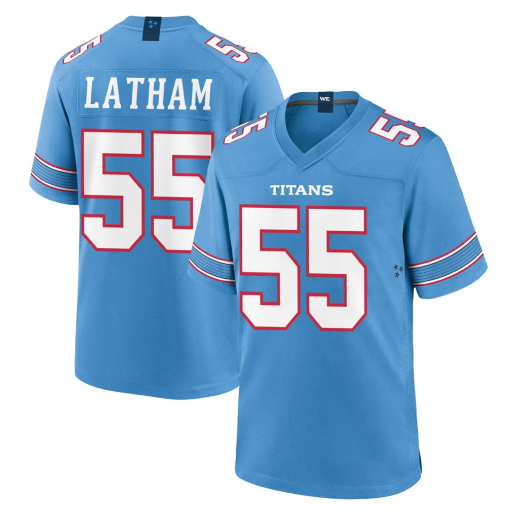 Boles T.Titans #55 JC Latham Player Light Blue 2026 Game Home Stitched Jerseys