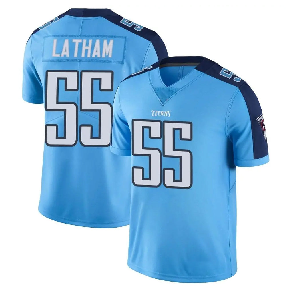 Boles T.Titans #55 JC Latham Player Light Blue Limited Color Rush Home Game Stitched Jerseys