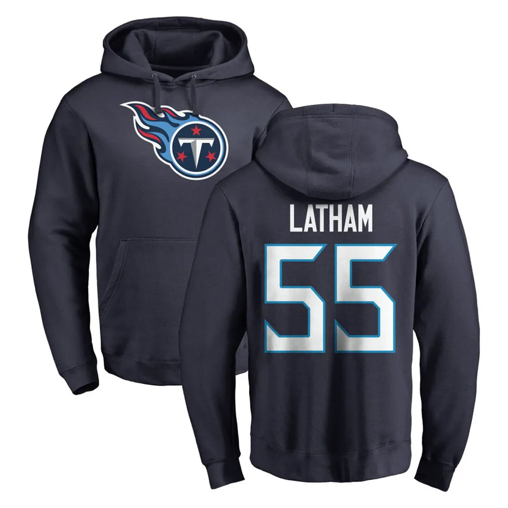 Boles T.Titans #55 JC Latham Player Navy Logo Pullover Hoodies Home Game Stitched Jerseys