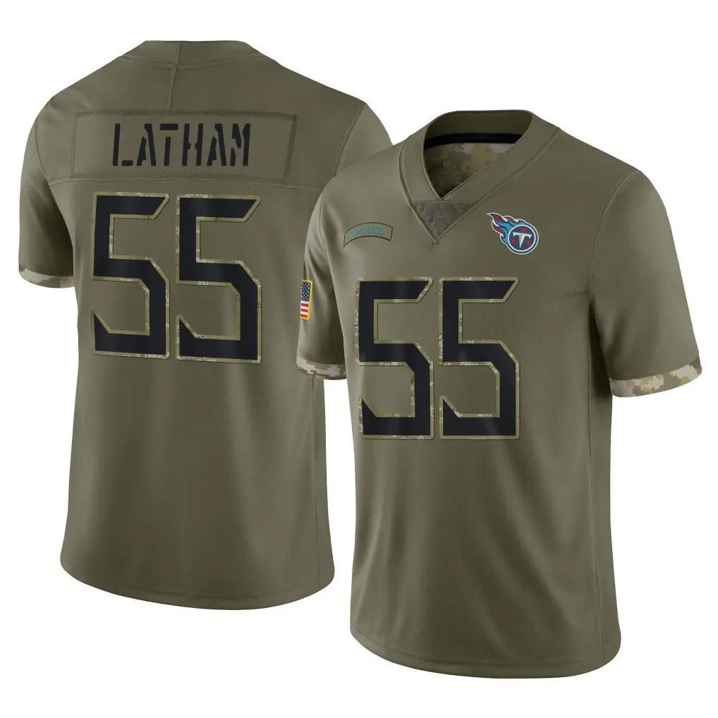 Boles T.Titans #55 JC Latham Player Olive Limited Salute to Service Home Game Stitched Jerseys
