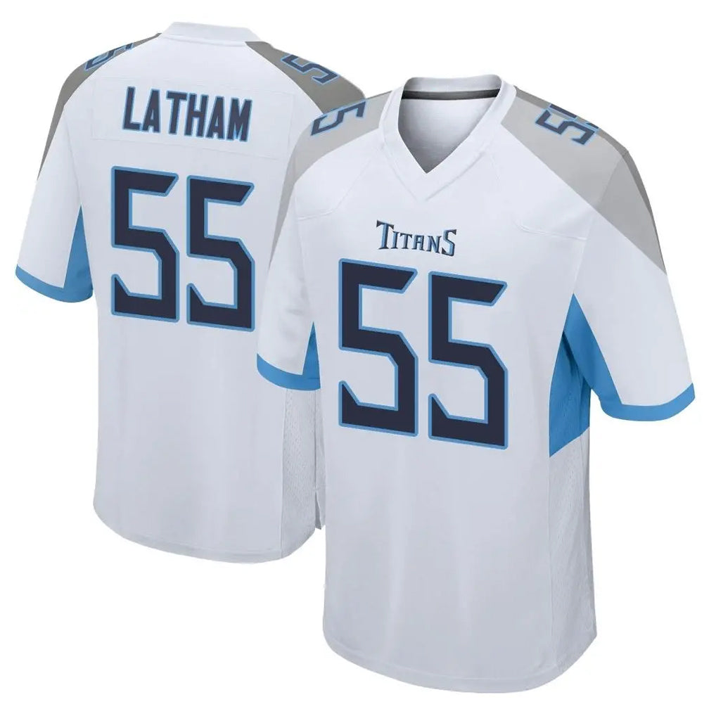 Boles T.Titans #55 JC Latham Player White Home Game Stitched Jerseys