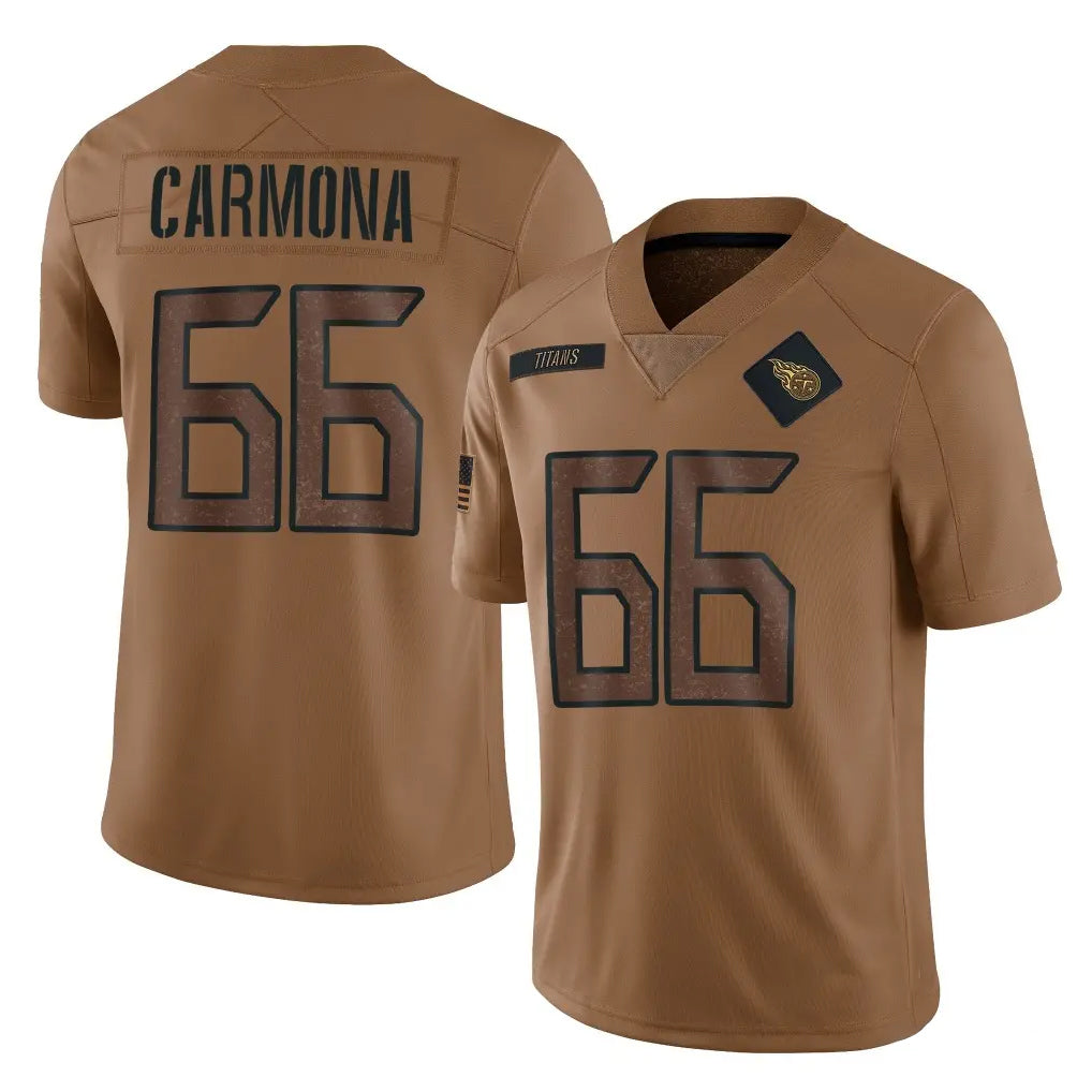 Boles T.Titans #66 Fernando Carmona Jr. Player Brown Limited Salute to Service Home Game Stitched Jerseys