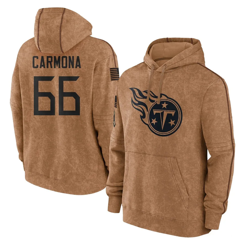 Boles T.Titans #66 Fernando Carmona Jr. Player Brown Salute To Service Club Pullover Hoodies Home Game Stitched Jerseys