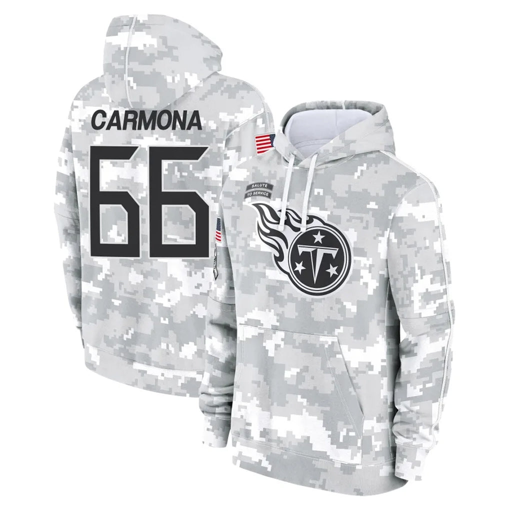 Boles T.Titans #66 Fernando Carmona Jr. Player Camo Arctic Salute to Service Pullover Hoodies Home Game Stitched Jerseys