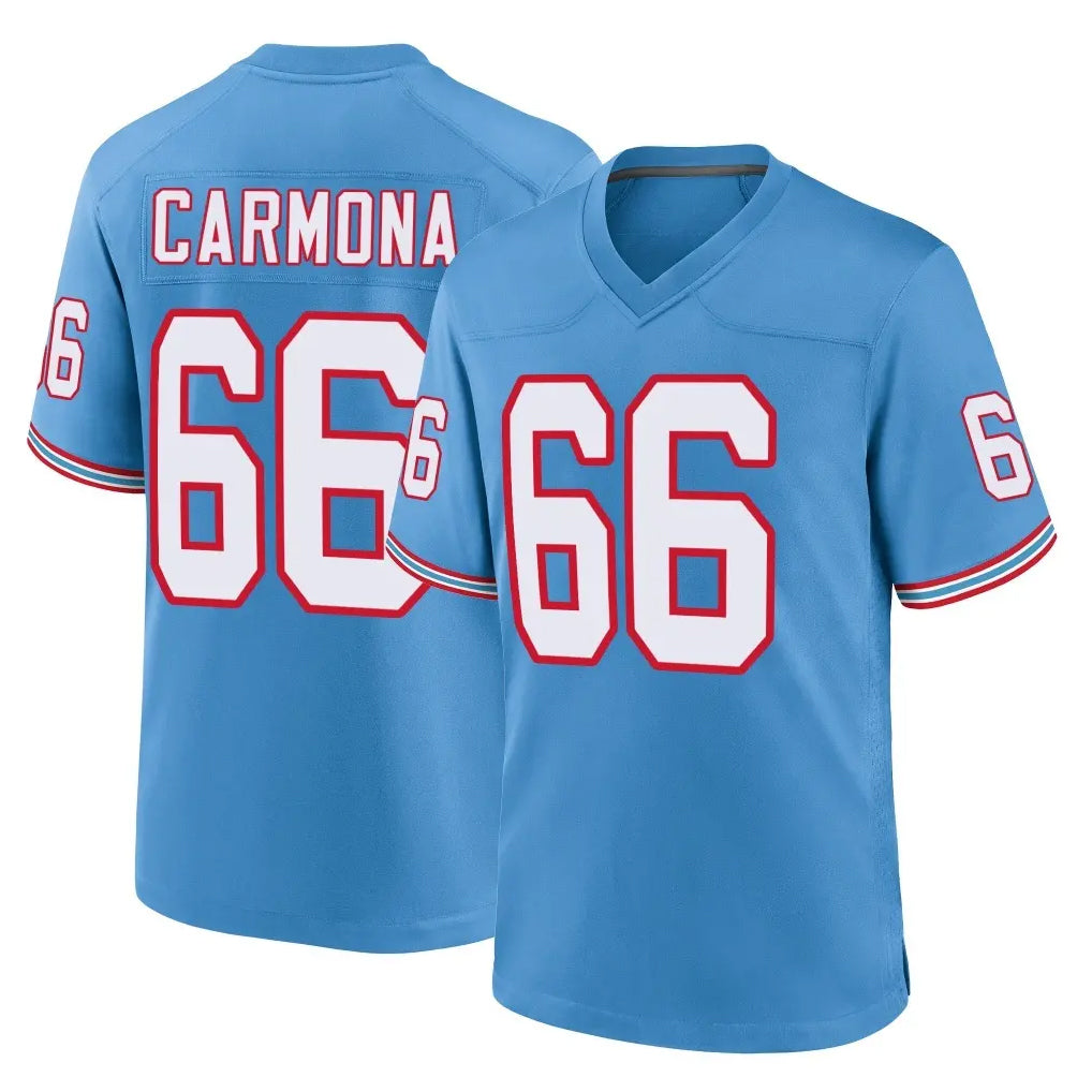 Boles T.Titans #66 Fernando Carmona Jr. Player Light Blue Oilers Throwback Home Game Stitched Jerseys