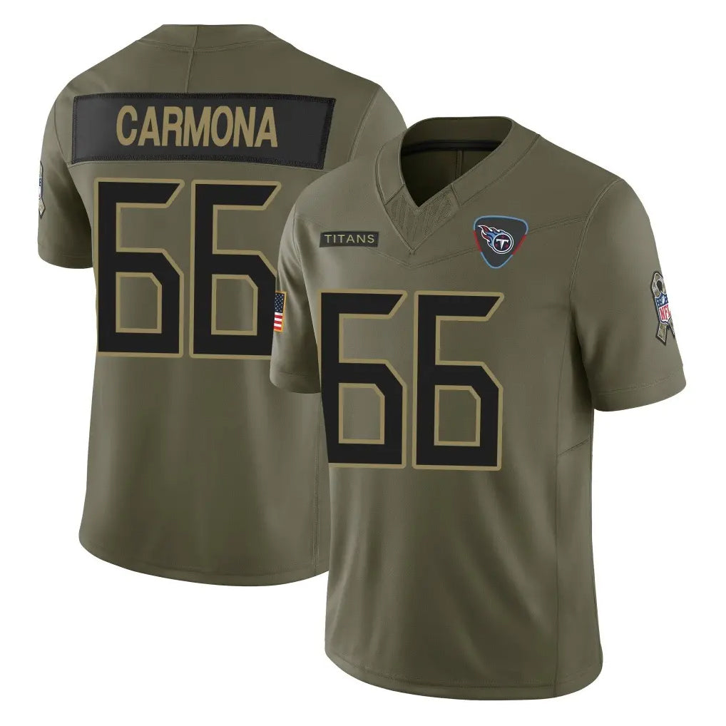 Boles T.Titans #66 Fernando Carmona Jr. Player Olive Limited 2025 Salute to Service Home Game Stitched Jerseys