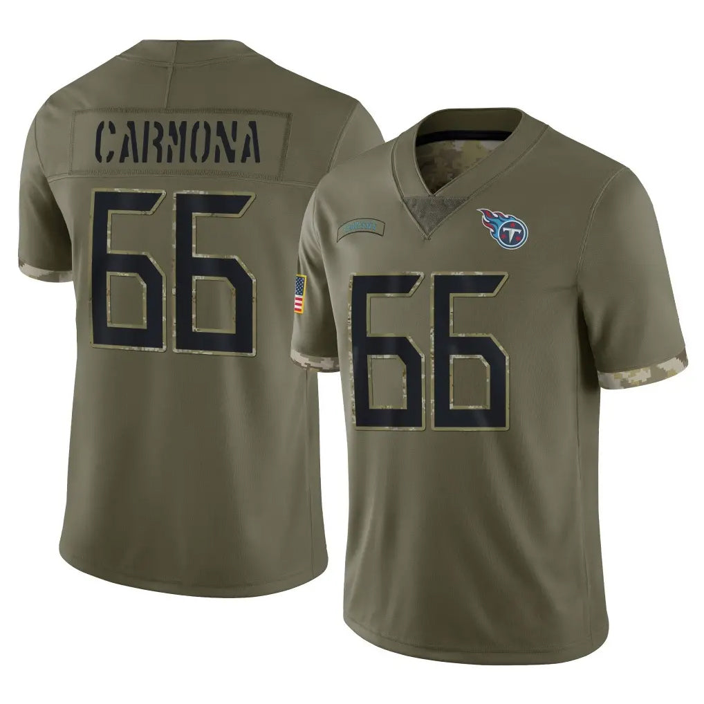 Boles T.Titans #66 Fernando Carmona Jr. Player Olive Limited Salute to Service Home Game Stitched Jerseys