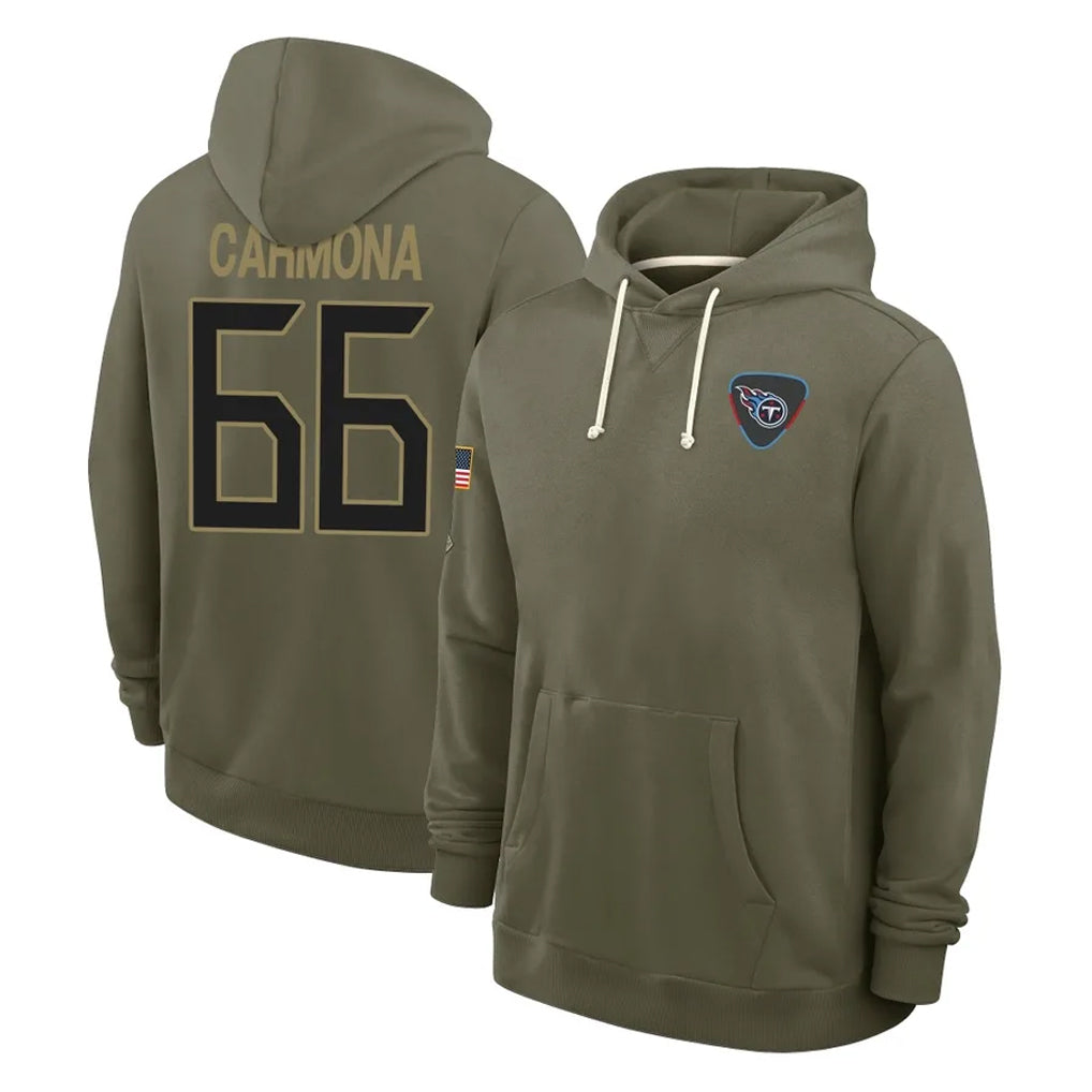 Boles T.Titans #66 Fernando Carmona Jr. Player Olive Salute to Service Hoodies Home Game Stitched Jerseys