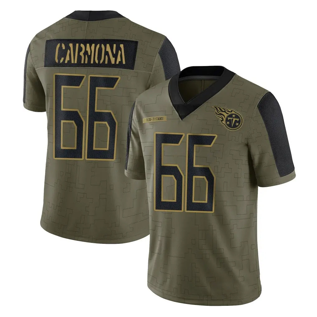 Boles T.Titans #66 Fernando Carmona Jr. Player Olive Salute to Service Limited Home Game Stitched Jerseys