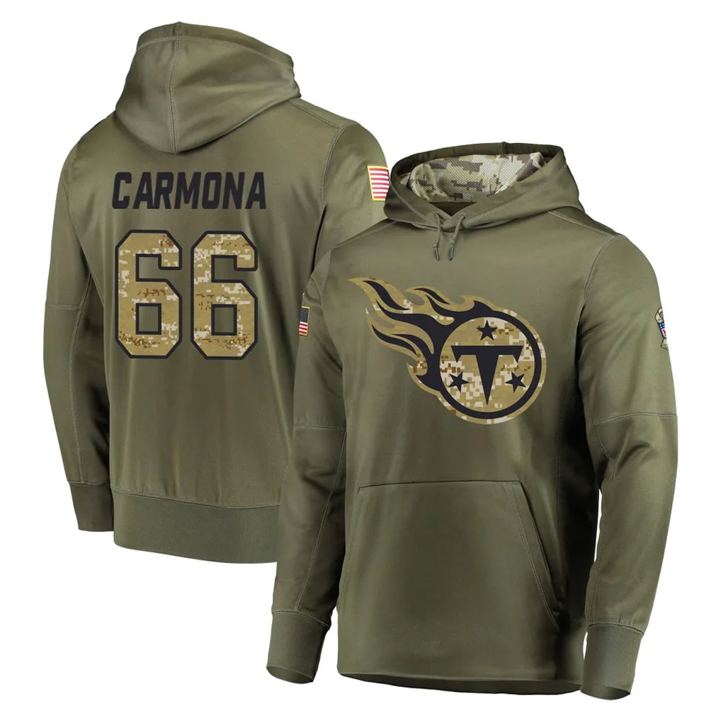 Boles T.Titans #66 Fernando Carmona Jr. Player Olive Salute to Service Pullover Hoodies Home Game Stitched Jerseys