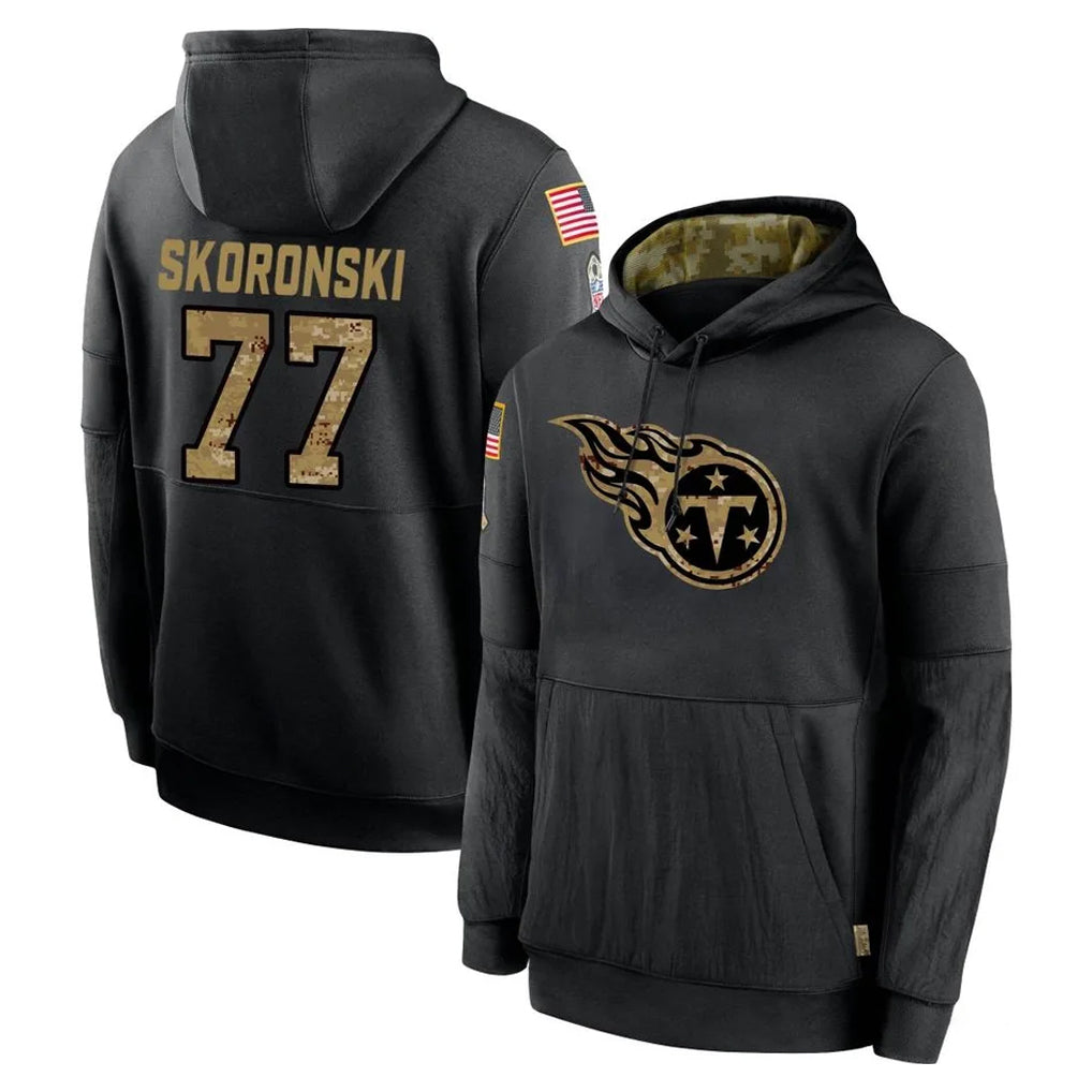 Boles T.Titans #77 Peter Skoronski Player Black Salute to Service Sideline Performance Pullover Hoodies Home Game Stitched Jerseys