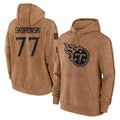 Boles T.Titans #77 Peter Skoronski Player Brown Salute To Service Club Pullover Hoodies Home Game Stitched Jerseys