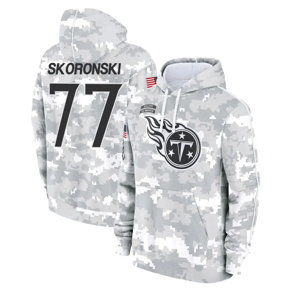 Boles T.Titans #77 Peter Skoronski Player Camo Arctic Salute to Service Pullover Hoodies Home Game Stitched Jerseys