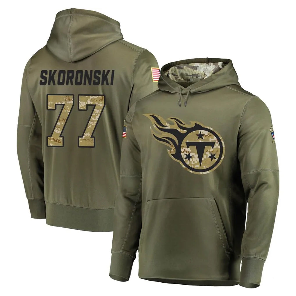 Boles T.Titans #77 Peter Skoronski Player Olive Salute to Service Pullover Hoodies Home Game Stitched Jerseys
