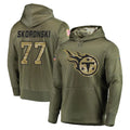 Boles T.Titans #77 Peter Skoronski Player Olive Salute to Service Pullover Hoodies Home Game Stitched Jerseys