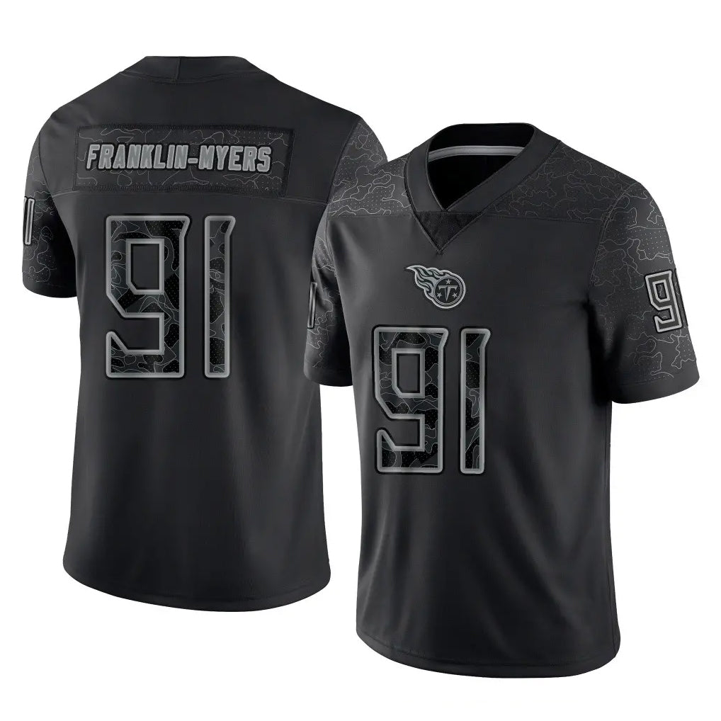 Boles T.Titans #91 John Franklin-Myers Player Black Limited Reflective Home Game Stitched Jerseys