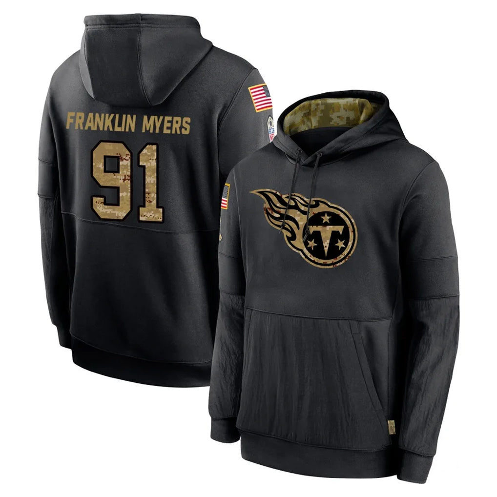 Boles T.Titans #91 John Franklin-Myers Player Black Salute to Service Sideline Performance Pullover Hoodies Home Game Stitched Jerseys