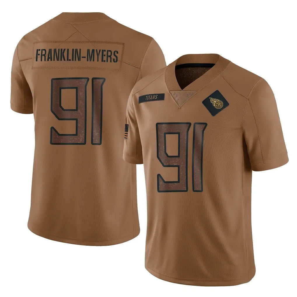 Boles T.Titans #91 John Franklin-Myers Player Brown Limited Salute to Service Home Game Stitched Jerseys