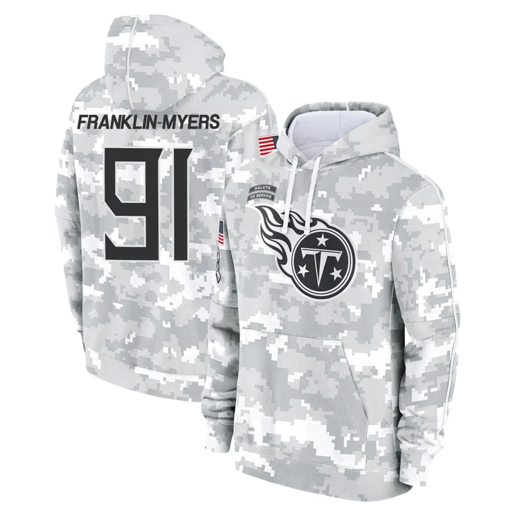Boles T.Titans #91 John Franklin-Myers Player Camo Arctic Salute to Service Pullover Hoodies Home Game Stitched Jerseys