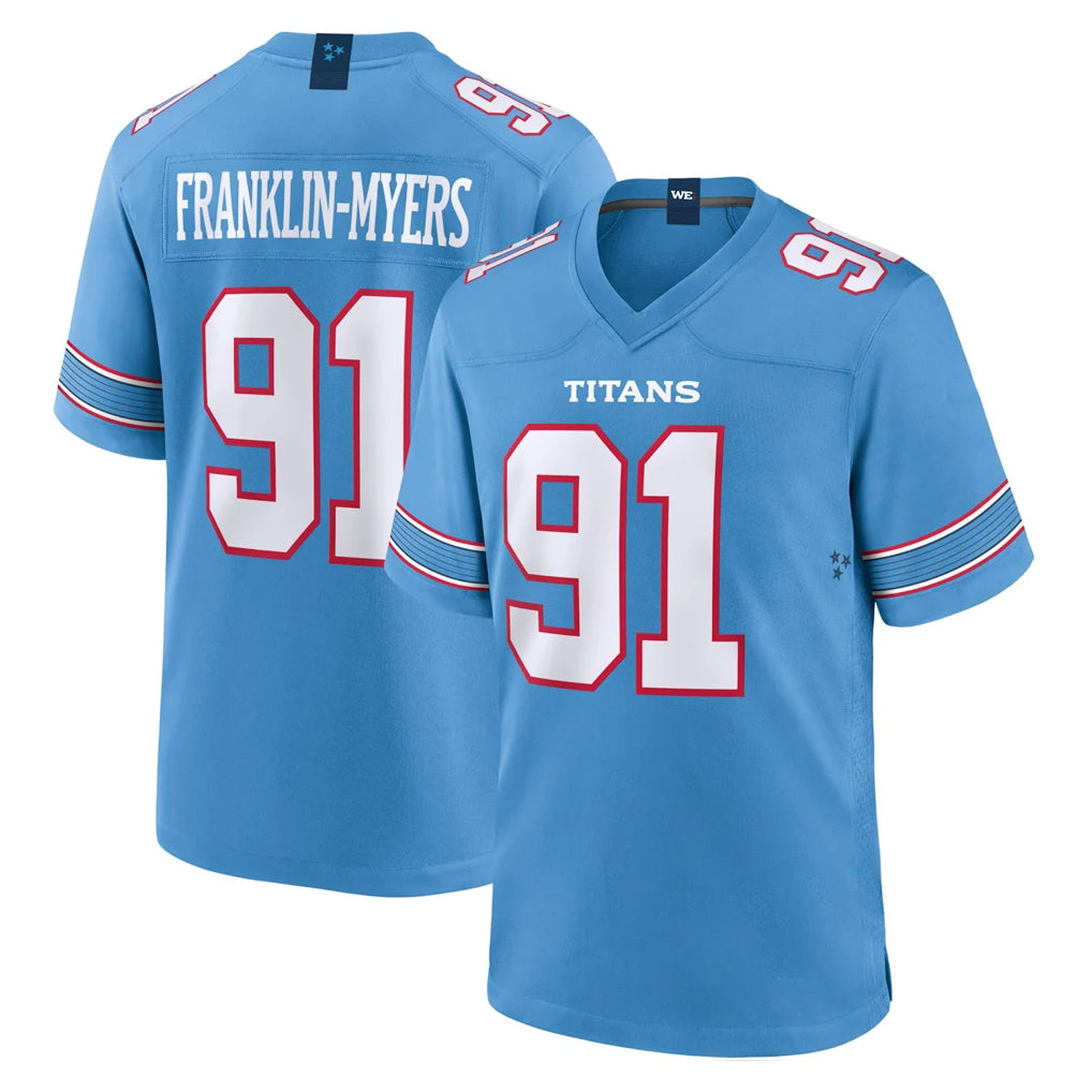 Boles T.Titans #91 John Franklin-Myers Player Light Blue 2026 Game Home Stitched Jerseys