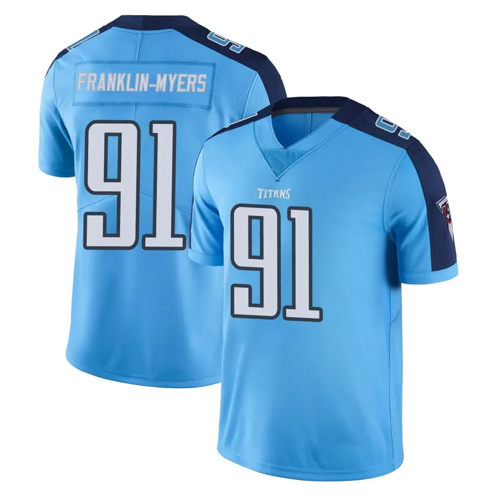 Boles T.Titans #91 John Franklin-Myers Player Light Blue Limited Color Rush Home Game Stitched Jerseys