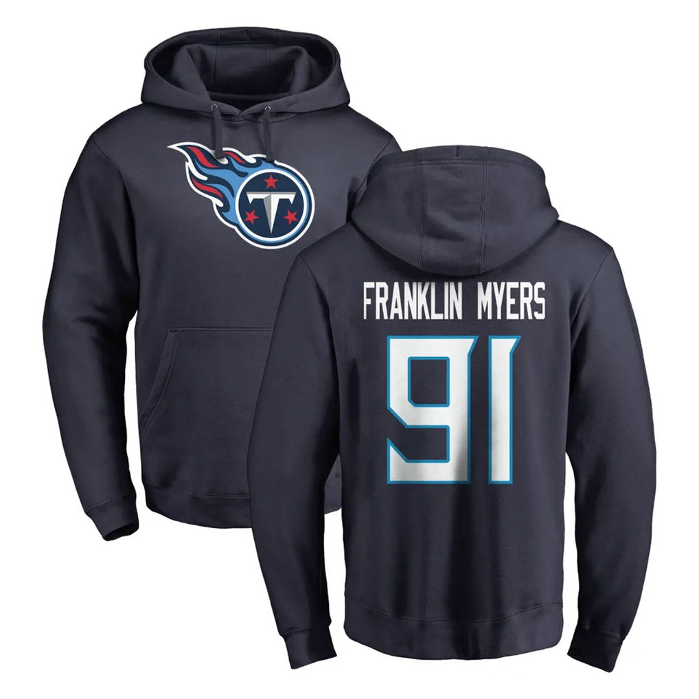 Boles T.Titans #91 John Franklin-Myers Player Navy Logo Pullover Hoodies Home Game Stitched Jerseys