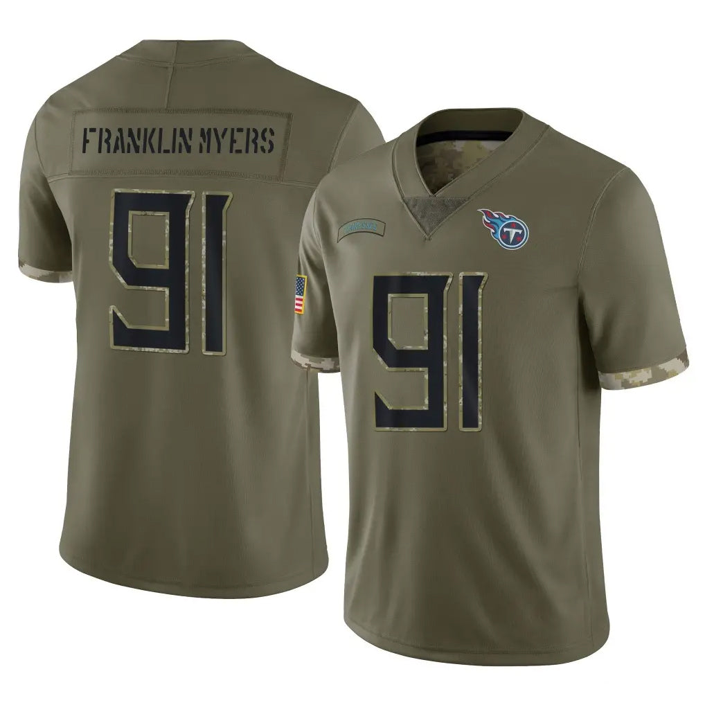 Boles T.Titans #91 John Franklin-Myers Player Olive Limited Salute to Service Home Game Stitched Jerseys