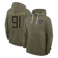 Boles T.Titans #91 John Franklin-Myers Player Olive Salute to Service Hoodies Home Game Stitched Jerseys
