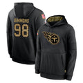 Boles T.Titans #98 Jeffery Simmons Player Black Salute to Service Sideline Performance Pullover Hoodies Home Game Stitched Jerseys