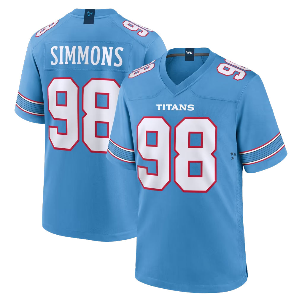 Boles T.Titans #98 Jeffery Simmons Player Light Blue 2026 Game Home Stitched Jerseys