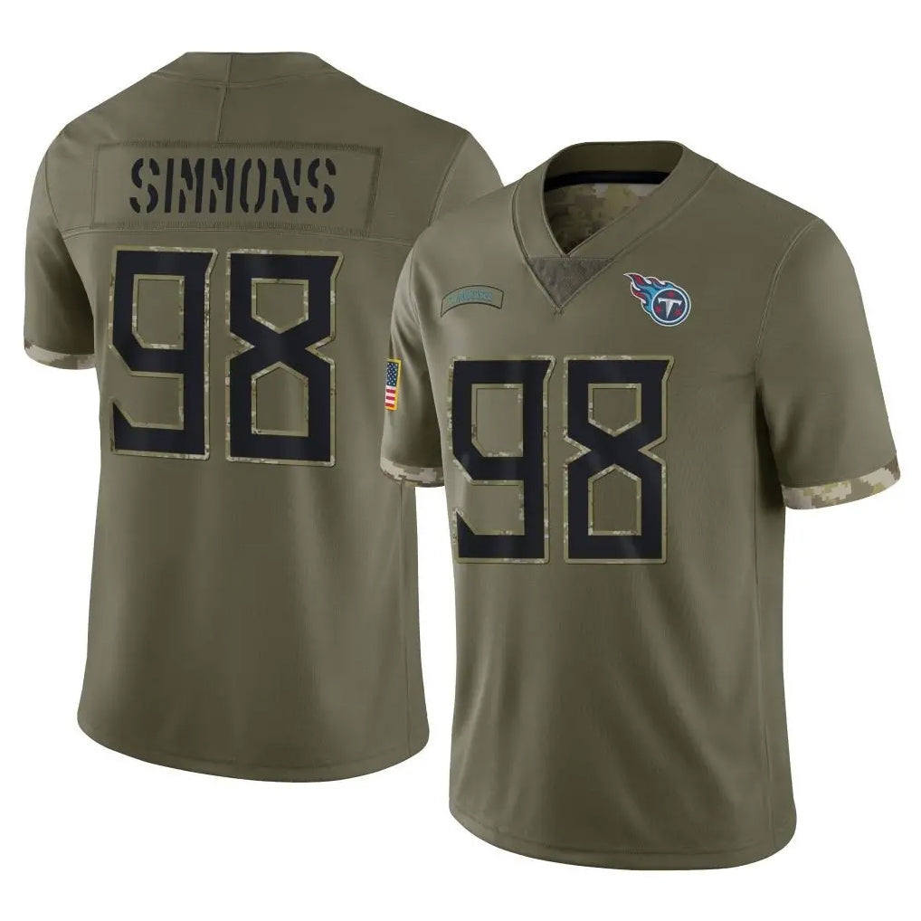 Boles T.Titans #98 Jeffery Simmons Player Olive Limited Salute to Service Home Game Stitched Jerseys