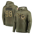 Boles T.Titans #98 Jeffery Simmons Player Olive Salute to Service Pullover Hoodies Home Game Stitched Jerseys
