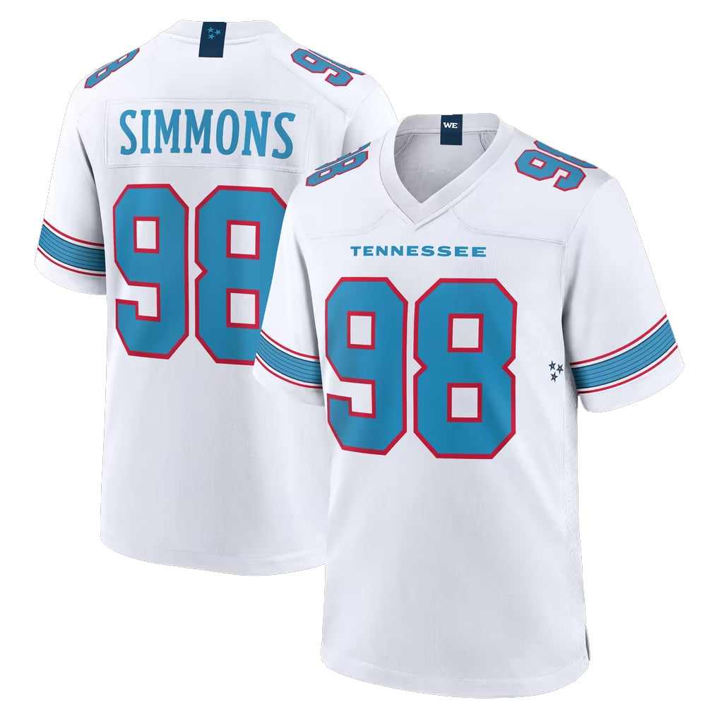 Boles T.Titans #98 Jeffery Simmons Player White 2026 Game Home Stitched Jerseys