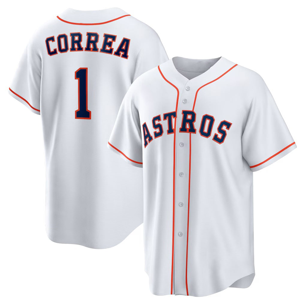 Boles Houston Astros #1 Carlos Correa White  Home Replica Jersey