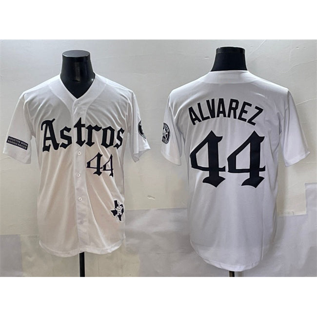 Boles Houston Astros #44 Yordan Alvarez White  Gothic 'Houston Born Barrio Raised' Limited Stitched Jersey