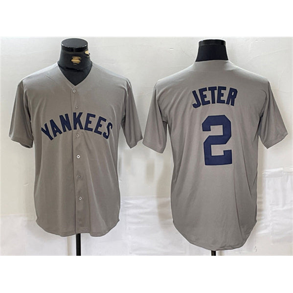 Boles  New York Yankees #2 Derek Jeter Gray  Cool Base Stitched Jersey