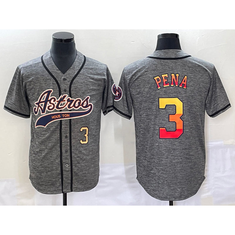 Boles Houston Astros #3 Jeremy Pena Number Grey  Gridiron Cool Base Stitched Jersey