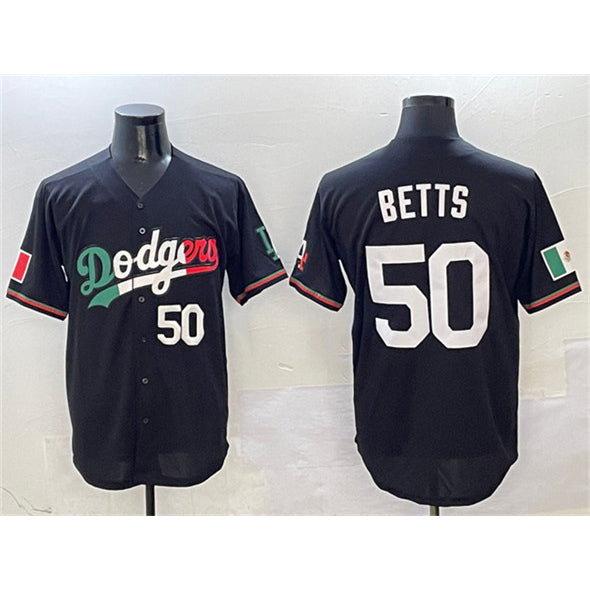 Boles Los Angeles Dodgers #50 Mookie Betts Black  Mexico Flag Limited Stitched Jersey