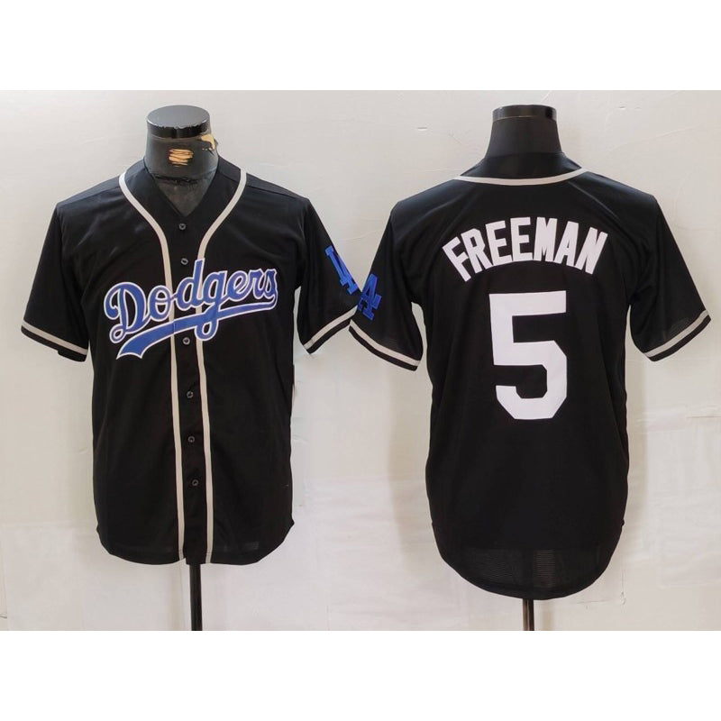 Boles Los Angeles Dodgers #5 Freddie Freeman Black  Cool Base With Patch Stitched Jersey