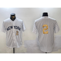 Boles  New York Yankees #2 Derek Jeter White  Pinstripe Without Name Fashion Cool Base Jerseys