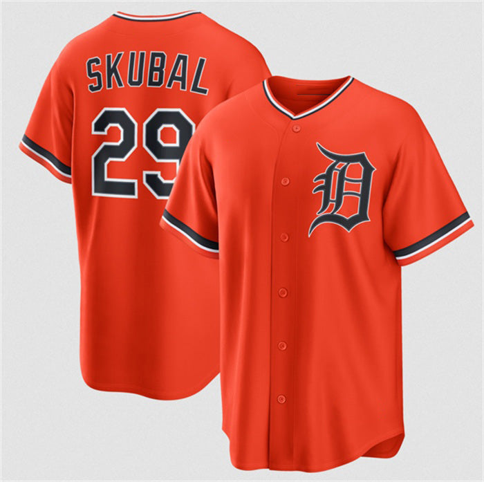 Boles Detroit Tigers #29 Tarik Skubal Orange  Alternate Stitched Jersey