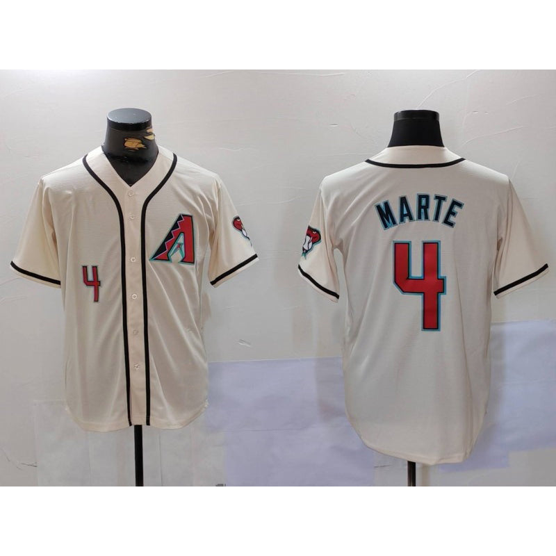 Boles  Arizona Diamondback #4 Ketel Marte Number Cream  Cool Base Limited Stitched Jersey