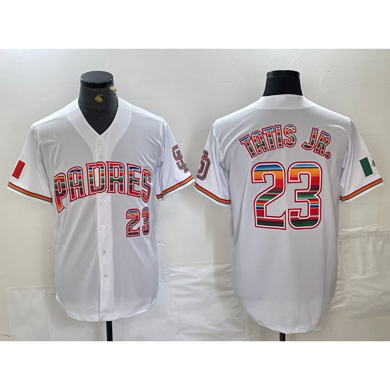 Boles  San Diego Padres #23 Fernando Tatis Jr Mexico White  Cool Base Stitched Baseball Jersey