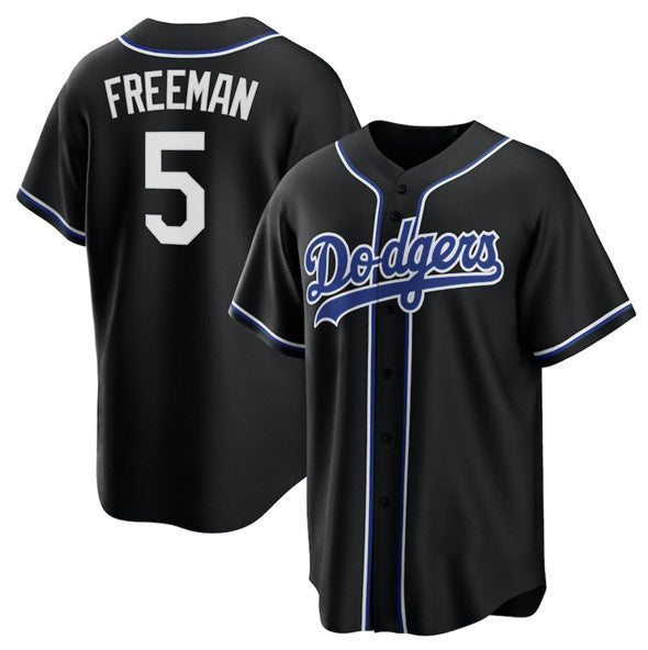 Boles Los Angeles Dodgers #5 Freddie Freeman Black  Lights Out Limited Stitched Jersey