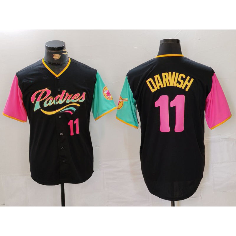 Boles  San Diego Padres #11 Yu Darvish Black  Player Number Fashion Jersey