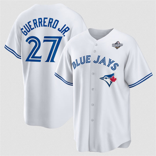 Boles  Toronto Blue Jays #27 Vladimir Guerrero Jr. White  2025 World Series Home Cool Base Stitched Jersey